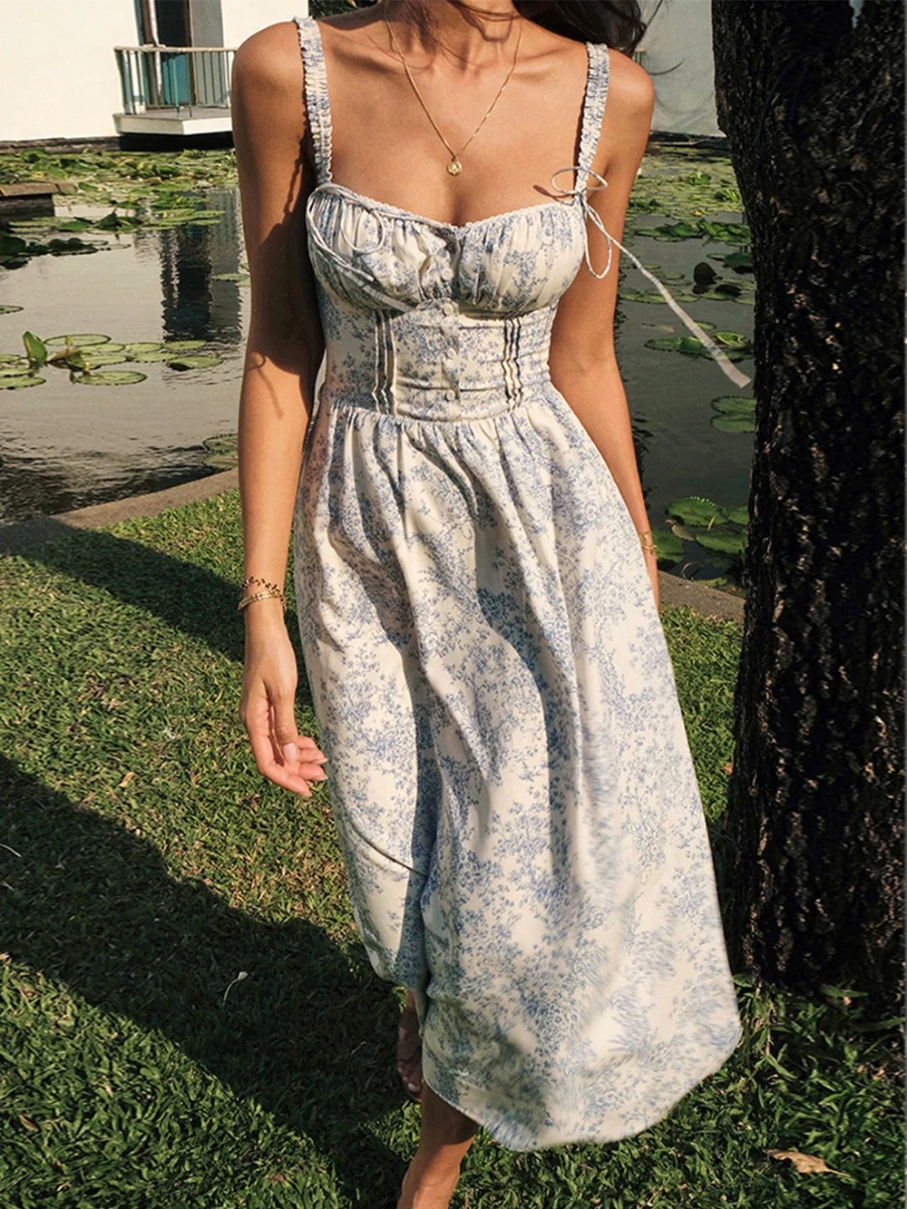 132 Sapphire Garden Floral Cami Midi Dress - Picture 5 of 6